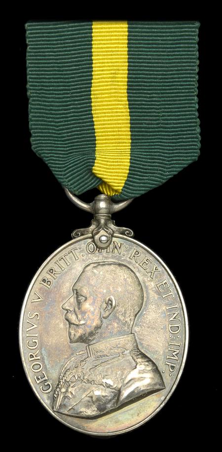 The Territorial Force Efficiency Medal to No 1 Quarter Master Sergeant Wilfred Moore, the senior Territorial in the Herefordshire Regiment on formation.  Andy Taylor's choice as favourite museum item.