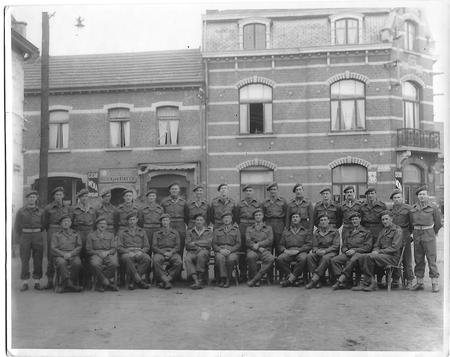 Brig Churcher with the officers of The 1st battalion The Herefordshire Regiment, Haacht Belgium March 1945