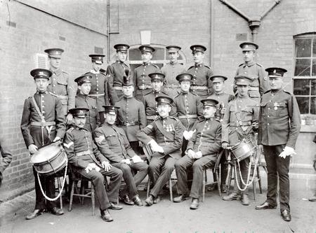 Hereford Post Office Territorials - Sgt Jones - seated centre wearing Queens and Kings South Africa Medals and the Volunteer Force Long Service Medal