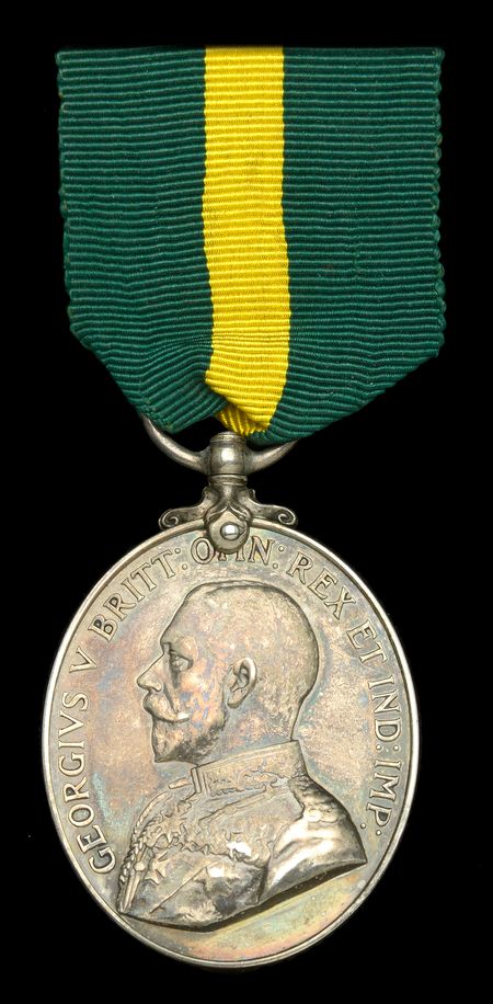 The Territorial Force Efficiency Medal to No 1 Quarter Master Sergeant Wilfred Moore, the senior Territorial in the Herefordshire Regiment on formation.  Andy Taylor's choice as favourite museum item.