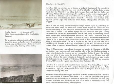 The action at Romani Post 6 where Maj Capel earned the Military Cross