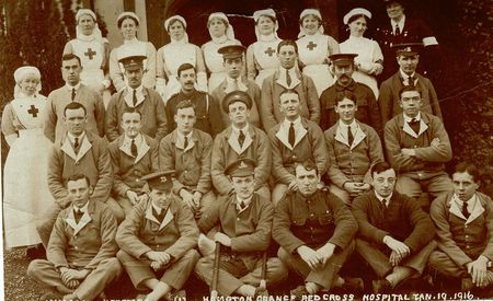 Staff and wounded at Hampton Grange VAD