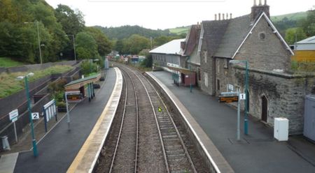 Knighton Station 'up' line and platform 2025