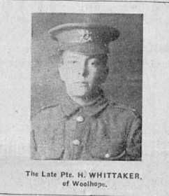 Pte Harry Whittaker of Woolhope who died of wounds received on Gallipoli in November 1917.