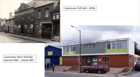 Leominster Drill Hall old and new, the former building being the Borough Gaol prior to its military use.