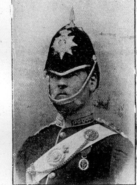 Captain Suter with crossbelt, plate and whistle chain