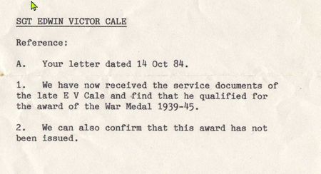 Confirmation of entitlement to War medal