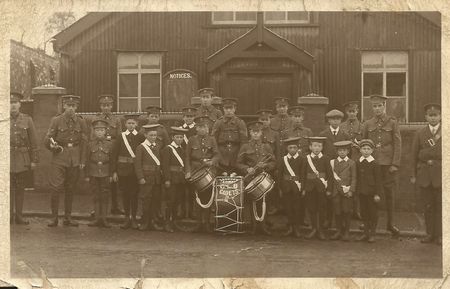 The Church Lads Brigade on parade outside the Church Room - located in Market Street - a road running through the old Cattle Market.