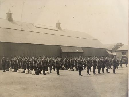 The Volunteer Special Service Company of the Herefordshire Volunteer Battalion parading at Friars Street Barracks Jul 1918.