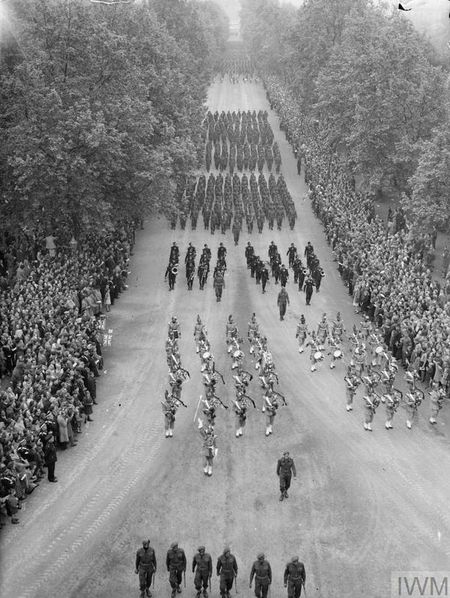 A Band leading marching troops