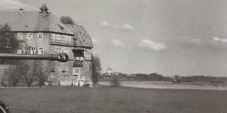 Schloss Petershagen with a barrel of a Fife & Forfar Yeomanry tank.