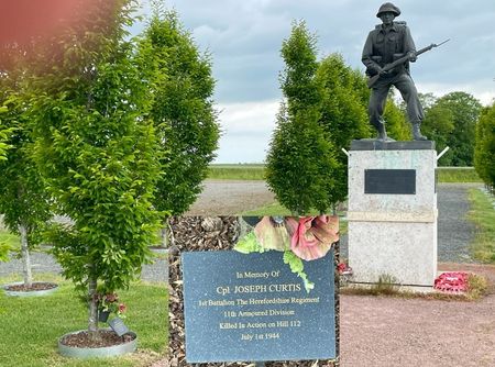 The Hill 112 Memorial and the tree dedicated to Cpl Curtis