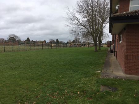 This picture shows the rear of the officers mess in a state of demolition – taken from the Army Reserve enclave. The wall centre right is what is left of the back wall of the dining room, the gaps are the windows – less frames and glass!