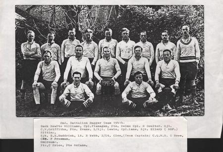 CQMS C Howe as a member of the 2nd Battalion Rugby Team - season 1941/42.