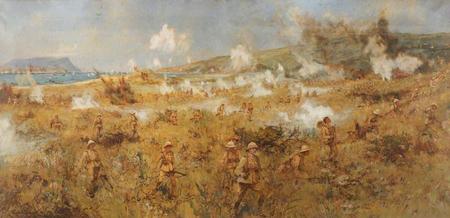 The Herefords advance at Suvla Bay