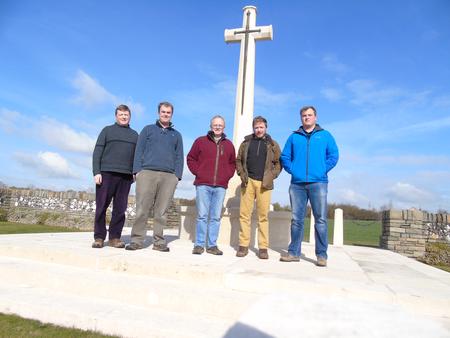 The grandson and great grandsons of Charles Percy Taylor visit the spot where he was taken PoW on 21 March 1918 one hundred years later.