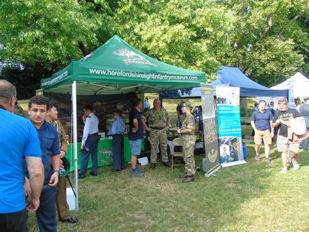 The Museum stand on Castle Green, Hereford attracting interested visitors.