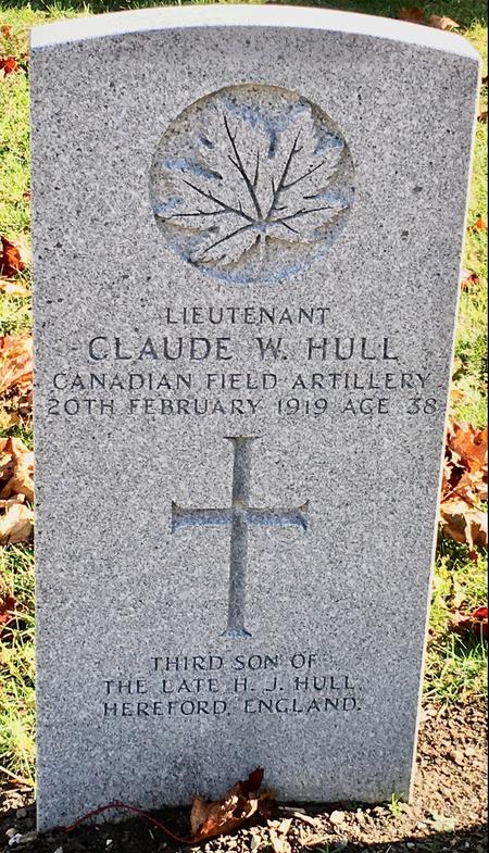 Claude Hull's headstone in Beechwood Cemetery Ottawa