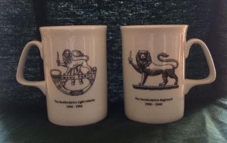 Herefordshire Regiment/Herefordshire Light Infantry Mugs - both badges on mug