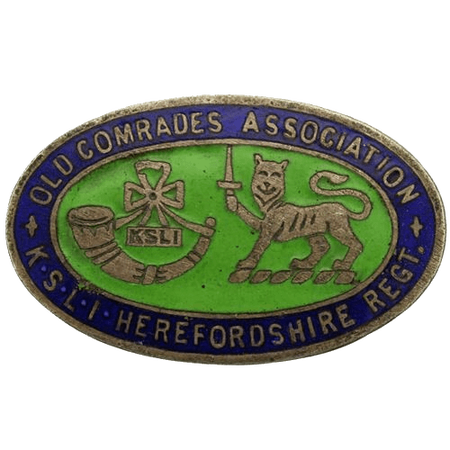 KSLI and Herefordshire Regiments Old Comrades Association lapel badge